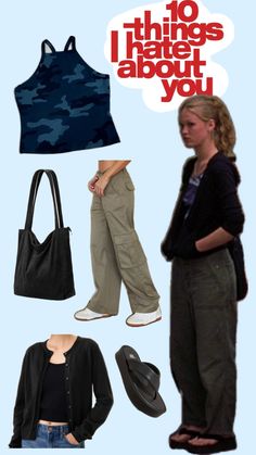 10 things I hate about you, movie aesthetic, clothes, outfits 90s Fashion Kat Stratford, 90s Movie Characters Women, Ten Things I Hate About You Costume, Kat Stratford Clothes, Romcom Aesthetic Outfits, 10 Things I Hate About You Halloween, Kat And Bianca Stratford Costume, Kat Stratford Halloween Costume, Kat Ten Things I Hate About You