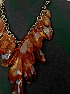 R.J. Graziano Necklace Amber Color Facet Lucite Teardrop Layered Dangles w Box | eBay Amber Color, Amber, Necklaces, Color, Graz