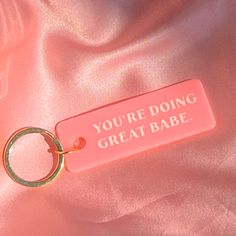 hot pink You're Doing Great, Happy Everything, Simple Reminders, Key Tags, Pink Accessories, Unique Candles, Luxury Candles, Personalized Bracelets, Custom Keychain