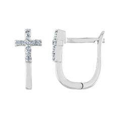 1/10 cttw Diamond Cross Drop Earrings Sterling Silver:These Cross Huggie Earrings feature 1/10 ctw of sparkling Diamonds set in Sterling Silver. These earrings can be worn alone or layered with other earrings to create an ear stack that is unique to your style. These Huggie Earrings make a great gift or self purchase. Size: one size. Color: White. Gender: female. Age Group: adult. Cross Gold, Ear Stack, Diamond Cross, Huggie Earrings, Earrings Sterling Silver, Sparkle Diamonds, Huggies Earrings, Sterling Earrings, Sterling Silver Earrings