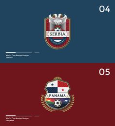 the logos for soccer teams are shown in red, white, and blue color scheme