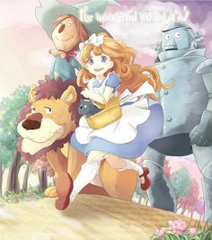 an image of alice and her friends in wonderland