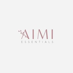 the logo for aimi essentials, which is designed to be minimal and elegant