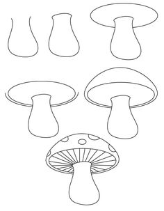 how to draw a mushroom step by step