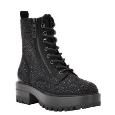 PRICES MAY VARY. The Fearnea combat boot from GUESS is the iconic Fashion Basic for Fall. This easy combat boot is kicked up with jewel embellishment to make it a fun fashion go to! Round Toe Zip Closure Imported Rhinestone Combat Boots, Shoes Boots Combat, Platform Combat Boots, Womens Combat Boots, Combat Boot, Guess Shoes, Black Rhinestone, Shoes Booties, Black Booties