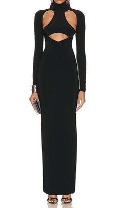 Stun in this sultry black maxi dress accentuated by strategic cut outs. With long sleeves and a high neckline, the open back and waist cut outs reveal just enough skin. The body-skimming silhouette flatters your figure for a flawless look. Captivate in this modern take on the little black dress. Gentle Dry Clean Only Colour may vary due to lighting on images. The product images (without model) are closest to the true colour of the product.Item runs true to size chart and is cut to suit our size Black High Neck Maxi Dress For Gala, Sleek Black Long Sleeve Maxi Dress, The Little Black Dress, Midi Pencil Dress, Denim Mini Dress, Black Maxi, Long Sleeve Maxi, Fashion Icon, Plus Dresses