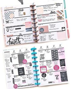 the inside pages of a planner book