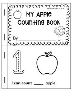 an apple counting book with the number one on it and numbers 1 to 10 below