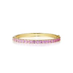 Pink Sapphire Ombre Cushion-Cut Bangle Bracelet Collection : WatercolorPrimary Material : 18k Yellow GoldSub Category : Colored Gemstone Bracelet Yellow Gold Bracelets With Jewels In Fine Jewelry Style, Yellow Gold Bangle Bracelet With Gemstone Accents, Yellow Gold Diamond Bracelet With Gemstone Accents, Fine Jewelry Multi-stone Bangle, Multi-stone Round Bangle, Yellow Gold Fine Jewelry Bangle With Gemstone, Fine Jewelry Yellow Gold Bangle With Gemstone, Diamond Multi-stone Bangle Bracelets, Fine Jewelry Multi-stone Bangle Bracelet