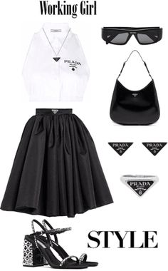 Prada Outfits Women Korean, Prada Polyvore, Prada Clothes Women, Prada Style Outfit, Prada Aesthetic Outfit, Prada Fits