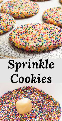 sprinkle cookies with white frosting and colorful sprinkles on top