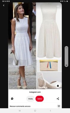 a white dress and shoes are on the app