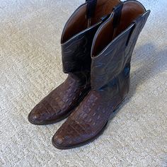 I Bought These Boots For $700 Somewhere Between Austin And San Antonio In 2009. I Don’t Think They Sell For As Much Now. They Aren’t Very Worn In. I’ve Only Put Them On A Handful Of Times. I Was Told They Are Crocodile. Very Fancy Dress Boot. Make Me An Offer Dress Boot, Cowboy Western, Boots Brown, Western Cowboy Boots, Brown Boots, Western Boots, Dress With Boots, San Antonio, Fancy Dress