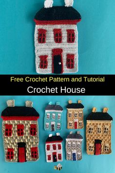 crochet house pattern and instructions to make it in the shape of a house