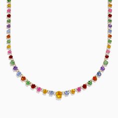 Effy Watercolors 14K Gold Multi Sapphire and Diamond Necklace Multi Sapphire Necklace, Effy Necklaces, Sea Stars, Multi Sapphire, Round Necklace, Sea Star, Effy Jewelry, Yellow Stone, Sapphire Necklace