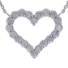 _________fast Fedex Shipping________ A Big, Beautiful Shine Emanates From The Facets Of Our Gorgeous Round Diamond Heart Necklace. Made In 14k White Gold. The Diamonds Weigh A Total Of 2.00 Tcw (Total Carat Weight). All With Precisely Matched G To H Color And Immaculately Eye Clean Vs-2 To Si-1 Clarity. It Attaches To The Neck With A 16-Inch Cable Link Chain Attached Directly To The Heart And Total Gold Weight Of 6.2 Grams. Sku: Dhp3547 Diamond Heart Necklace, Yellow Gold Wedding Band, Heart Necklace Diamond, Circle Diamond, Diamond Cross Pendants, Heart Pendant Diamond, Princess Diamond, Diamond Fashion, Gold Wedding Band