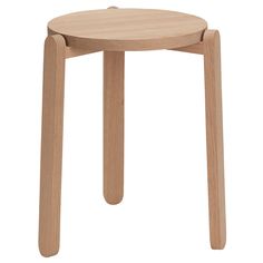 a small wooden stool with two legs