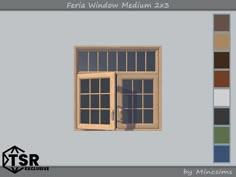 an open window with multiple panes of windows on each side and the words fenia window medium x3 3