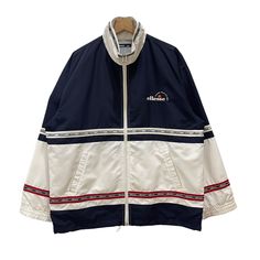 PLEASE ASK ANY QUESTION BEFORE BUYING  THIS IS USED CLOTHING PLEASE DON'T EXPECTED IT TO BE LIKE NEW OR IN PRISTINE  CONDITIONS!!  Vintage 90s Ellesse Multicoloured Windbreaker Zipper Jacket  Tag Ellesse Material polyester, nylon  Size on tag  Measures About (Approximately)  -Armpit to Ampit : 24.5 inch -Length (back collar down) : 29.5 inch -Shoulders : 21.5 inch -Sleeve Length : 23 inch Condition : used good condition  9/10 **No Tears, No Stains And No Holes** PLEASE READ THE DESCRIPTION AND P 90s Style White Outerwear For Outdoor, Ellesse Jacket, Golf Jackets, Zipper Jacket, Used Clothing, Windbreaker Jacket, Dhl Express, Sport Fashion, Vintage 90s