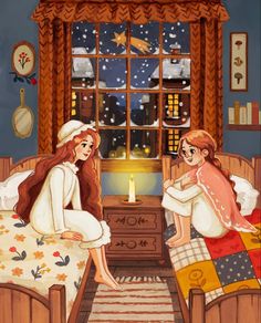 December Night, Kid Illustration, 동화 삽화, Storybook Art, Illustration Noel, Girly Art Illustrations, Fete Anime, Two Sisters, Dreamy Art