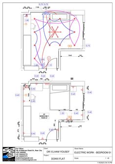 an electrical wiring diagram for a kitchen and living room with the floor plan drawn out