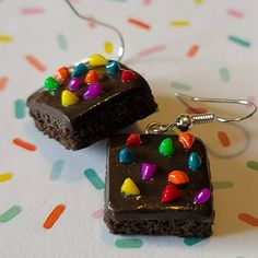 Cosmic Brownie Earrings Silly Earrings, Crazy Earrings, Cosmic Brownies, Pastel Cupcakes, Hanging Earring, Weird Jewelry, Funny Earrings, Food Earrings, Funky Earrings