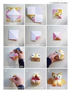 how to make an origami owl out of paper and construction material - step by step instructions