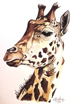 a painting of a giraffe with brown spots