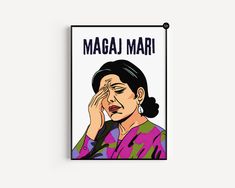 a woman holding her hand to her face with the words maga mar on it