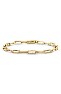 Finish off your look with this gleaming 18-karat yellow gold chain bracelet designed with a mix of solid and spiraling links. 7" length Lobster clasp closure 18k gold Made in Italy Formal Yellow Gold Bracelets With Hook And Links, Yellow Gold Chain Link Bracelet With Hook And Links, Classic Gold Oval Link Bracelet With Hooks, Classic Gold Bracelet With Oval Link, Yellow Gold Link Chain Bracelet With Hook, Luxury Yellow Gold Chain Bracelet With Hooks And Links, Classic Formal Chain Bracelet With Hooks And Links, Gold Chain Bracelet, Gold Bracelet Chain