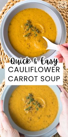 quick and easy cauliflower carrot soup is the perfect way to start your day