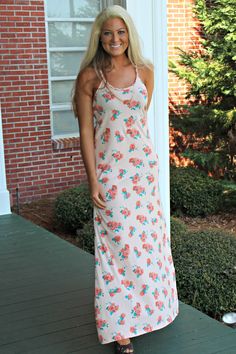 Sometimes we desire a change of scenery! Even if paradise is a little too far, slip into this floral patterned maxi dress and feel as if you're walking along sunny beaches on your own private island. It features a roped neckline, side slits, and a racerback. Patterned Maxi Dress, Southern Women, Dress Peach, Maxi Dress Pattern, Sunny Beach, Private Island, Love Letter, Boutique Dresses, Sunnies