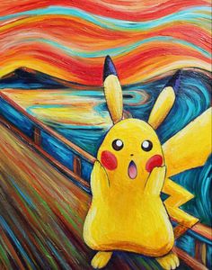 a painting of a pikachu in the scream