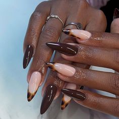 Fall manicure but make it ultra-chic! 🍁 From moody browns to festive allure and avant garde glamour, this roundup is everything you need to nail the season’s coziest vibes! 👌🏾#itsjustanothermanimonday Pick your vibe? 💥 Tap ‘Beauty’ link in Bio to more seasonal nail art trends 💅 — #StyleRave: The ultimate style guide #fallnails #manicureideas #nailinspo Nails Brown Tips, Brown Almond Nails Design, Chocolate Nail Designs, Mocha Brown Nails, Chocolate Brown Nails Design, Brown Nails Almond, Brown Almond Nails, Basic Acrylic Nails, Chocolate Brown Nails