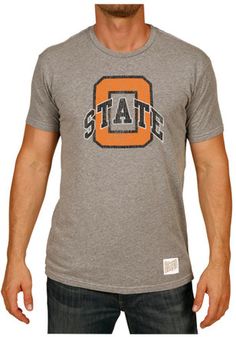 Original Retro Brand OSU Mens Grey O State Fashion Tee Oklahoma State Cowboys, Cowboy Outfits, Retro Brand, Retro Tee, Oklahoma State, Sleeve Fashion, Fashion T Shirt, Sports Tees, Grey Tee