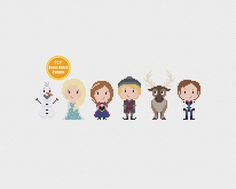 cross stitch pattern of the characters from frozen princesses