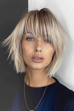 Can You Pull Off Asymmetric Bangs? Here Are 25 Women Who Prove They Can Stacked Bob Haircut With Bangs, Bob Hairstyles Bangs, Soft Gamine Hair, Asymmetrical Bob With Bangs, Lara Bingle Hair, Fringe Bob Haircut, Gamine Hair, Fringe Bob, Long Asymmetrical Bob