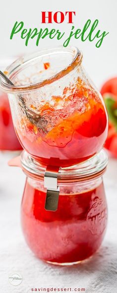 homemade hot pepper jelly recipe in a glass jar