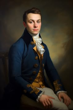 an oil painting of a man in uniform