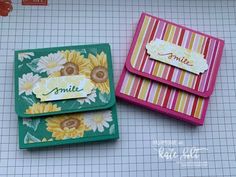 two handmade cards with sunflowers on them