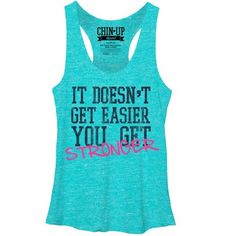 You're getting stronger every day so celebrate how far you've come with the Chin Up You Get Stronger Heather Turquoise Racerback Tank Top. This soft and breathable turquoise top radiates positivity and strength with the phrase "It doesn't get easier, you get stronger." Turquoise Top, Get Stronger, Chin Up, Yoga Pants Outfit, Yoga Shirts, Workout Outfit, Tahiti