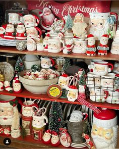 a shelf filled with lots of christmas items