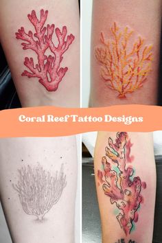 four different types of coral tattoo designs