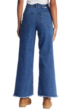 Billabong Free Fall Fray Hem Stretch Wide Leg Jeans | Nordstrom Jeans For Girls, Shoes For Summer, Fall Jeans, Free Falling, Baby Bonnets, Waist Jeans, Women's Heels, Jeans For Women, Coin Purses