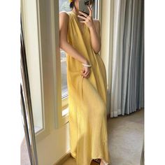 Womens Summer Paris Modern Hanging Neck Deep V Dress Slim Casual Long Skirt Casual Long Skirt, Long Skirt Casual, V Dress, Deep V Dress, Neck Deep, Dress Slim, Sling Dress, Halter Maxi, Comfortable Room