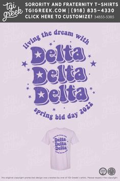 a t - shirt with the words delta delta on it