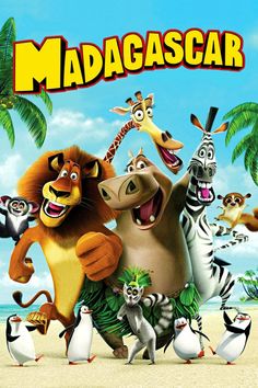 the madagascar movie poster with many different animals