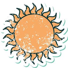 iconic distressed sticker tattoo style image of a sun Sticker Tattoo Style, Sticker Tattoo, Tattoo Style