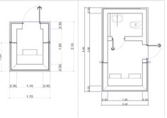 the floor plan for a small bathroom with an attached toilet and shower stall, shown in blueprint