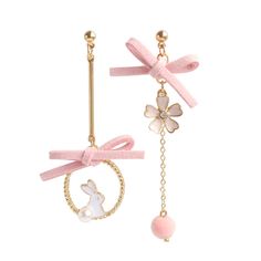 Kawaii Rabbit Sakura Earrings/Clips PN3858 ●Material: Alloy ●Size:please check our picture. ●About Shipping: We attach great importance to the orders of each customer and parcel delivery. 1.Processing time: 2-3 business days. 2.Shipping time: 10-15 business days to US, please allow 3-4 weeks shipping to other country.(Shipping times can be affected by variable customs clearance times or public holidays.) Pink Clip-on Flower Earrings For Gift, Pink Clip-on Earrings As Gift, Cute Clip-on Earrings As A Gift, Adjustable Kawaii Dangle Earrings, Cute Pink Clip-on Earrings For Gift, Cute Adjustable Clip-on Earrings As Gift, Cute Gold Earrings For Spring, Cute Spring Party Earrings, Spring Party Cute Earrings